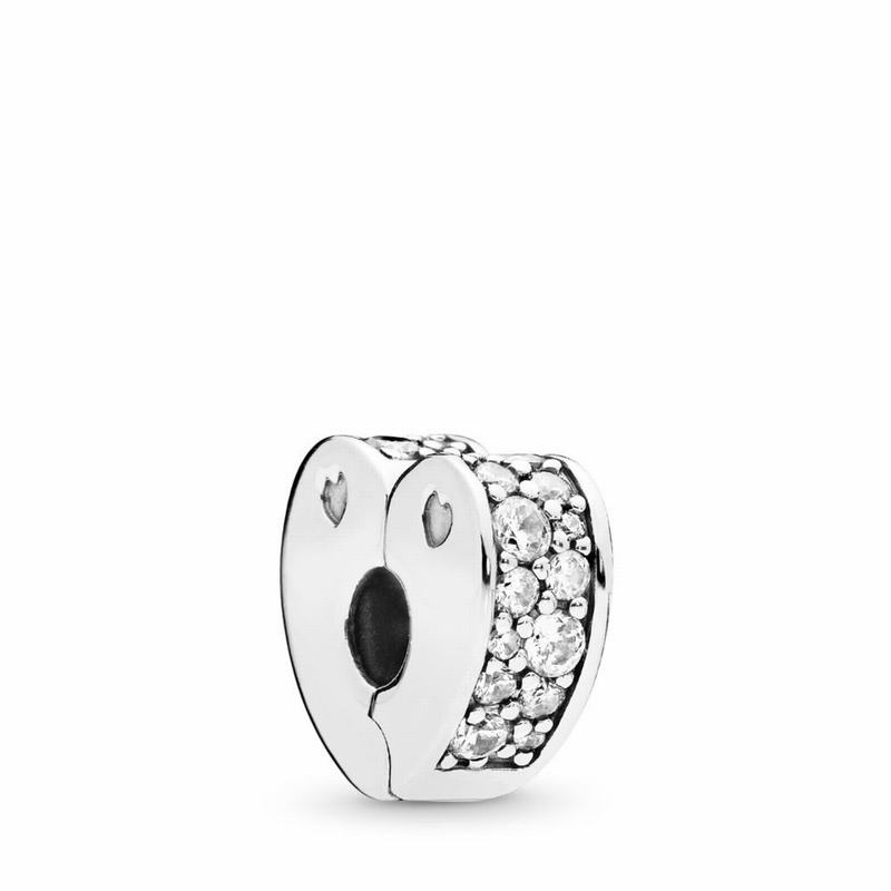 Pandora Sparkling Arcs Of Love Clip Charm - Sterling Silver/Silicone/Cubic Zirconia - Canada | YI799